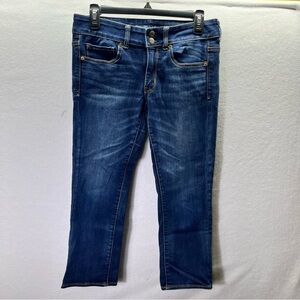 American Eagle Artist Crop Jeans Womens 6 Super Stretch Blue Denim 2598